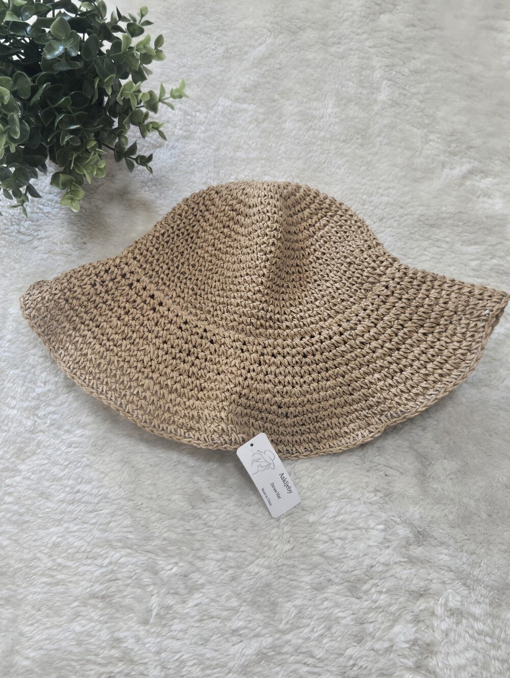 Askljeby Crochet Paper Straw Vacation Travel Resortwear Sun Hat, NWT
